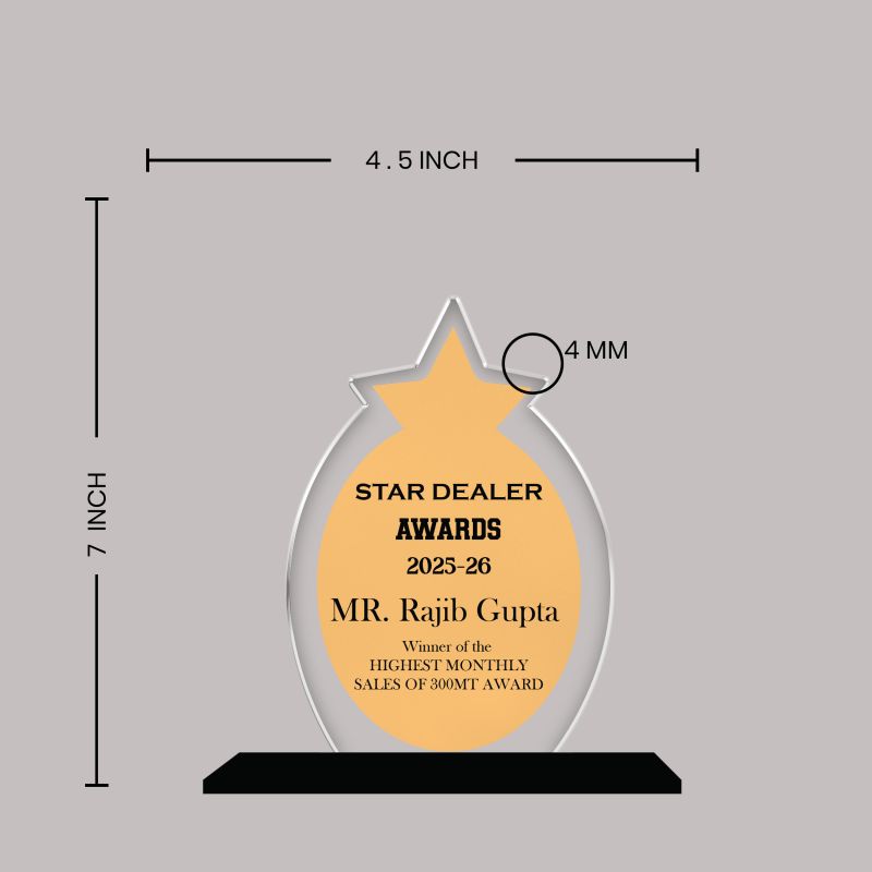 Highest Monthly Sales Award Trophy Personalized Acrylic Award Trophy Custom with Name | Achievement Award for Employee, Corporate Recognition Thankyou Gift for Employee